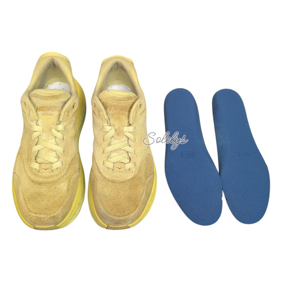 HOKA ONE Bondi L Suede Celery Lima Bean Green Yellow Sneaker Mens 10 Womens 11 - Picture 11 of 12